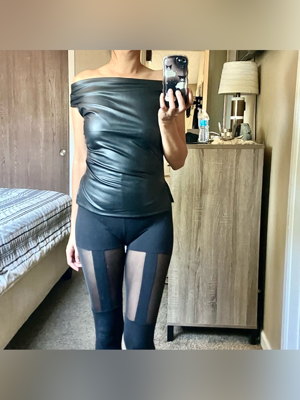 Faux Leather Off The Shoulder Top